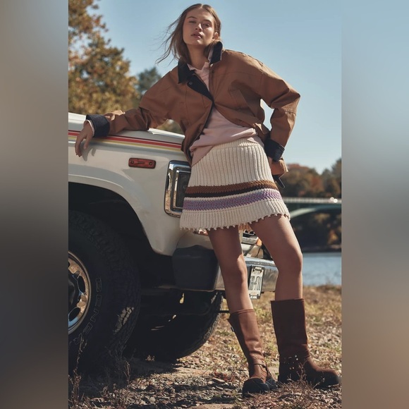 NWT! Anthropologie Maeve Knit Sweater Mini Skirt - Size Medium 🟤 - Picture 2 of 6